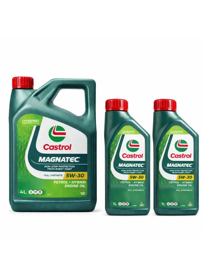 Castrol Magnatec 5W-30 Full Synthetic Engine Oil – 4L + 1L + 1L Combo Pack (Petrol & Hybrid)